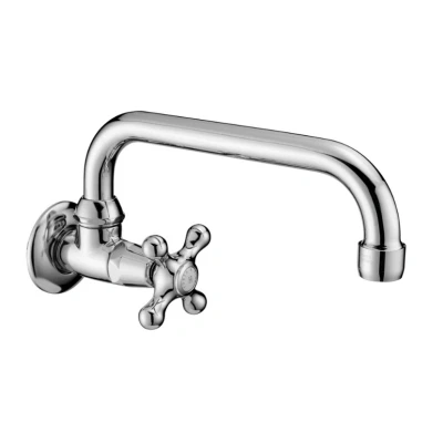 Afbeelding van PB klassieke muur fonteinkraan met sterknop koud water en draaibare uitloop chroom 1208956894