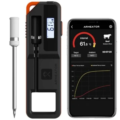 Afbeelding van Digitale vleesthermometer, draadloos, direct aflezen, lcd display, Bluetooth, IP67 waterdicht, draadloze kookthermometer voor oven, barbecue, rookoven, barbecue