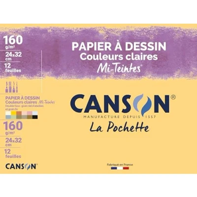 Image de Pochette Canson Couleur Mi Teintes Claires 160g/m² 12 feuilles 24x32