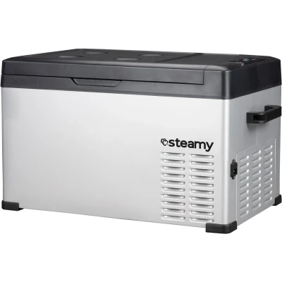 Afbeelding van Steamy E Single Zone Elektrische Compressor Koelbox 27 liter 12V en 230V voor auto camping Zilver