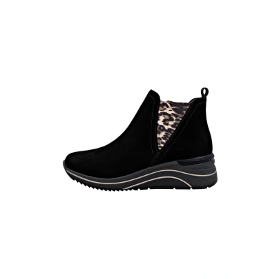 Afbeelding van Remonte Chelsea Enkellaarsjes met sleehak, Dames, Maat: 36, Schwarz Veloursleer