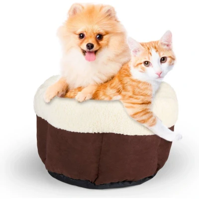 Afbeelding van maxxpro Kattenmand Kleine Hondenmand Super Zacht Wasbaar Bruin/ Wit