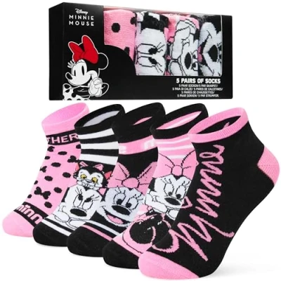 Afbeelding van Disney Set van 5 paar zachte en ademende damessokken, Minnie roze/zwart