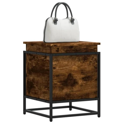 Afbeelding van Opbergbox met deksel 40x40x51,5 cm bewerkt hout gerookt eiken