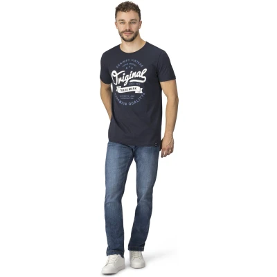 Afbeelding van DENIMFY Heren T Shirt DFNuri regular fit Blauw 4XL Ronde Hals Volwassenen