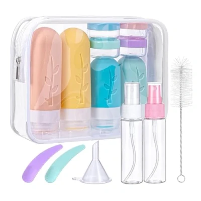 Afbeelding van Mezzar Siliconen reisflessen, reiscontainerkits herbruikbare reisflessen voor shampoo, vloeistoffen en lotion (kleur)