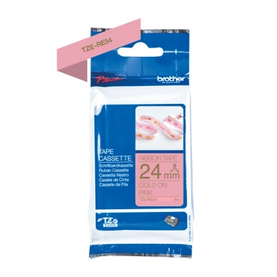 Image de BROTHER Ruban TZERE54 24mm or sur rose Qt 1