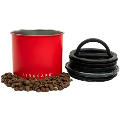 Afbeelding van Airscape Koffiebonen Voorraadpotten Koffie Staal Mat rood 250 gram