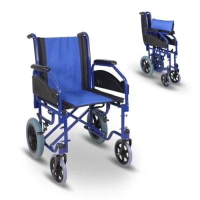 Afbeelding van Mobiclinic Maestranza Opvouwbare Rolstoel Met Verstelbare Voetensteun Inklapbaar Afneembare armleuningen en voetsteunen Zwart blauw