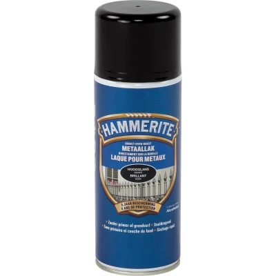 Afbeelding van Hammerite Metaallak Spray Hoogglans Zwart 0.4L