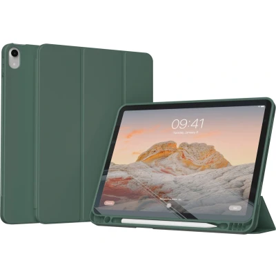 Afbeelding van Accezz Tablet Hoes Geschikt voor iPad Air 4 (2020) /iPad 11 inch (2024) M2 / 5 (2022) Smart Silicone Bookcase Donkergroen