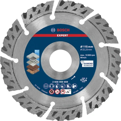 Afbeelding van Bosch Accessories 2608900659 EXPERT MultiMaterial Diamanten doorslijpschijf Diameter 115 mm Boordiameter 22.23 Steen, Beton, Baksteen 1 stuk(s)