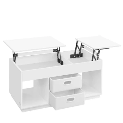 Afbeelding van VASAGLE Salontafel, salontafel met 2 laden en verborgen vakken, open voor woonkamer, thuiskantoor, sneeuwwit LCT210W01