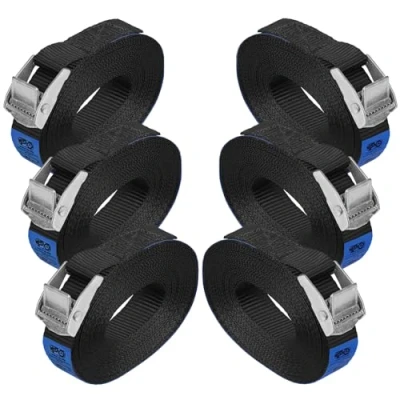 Afbeelding van Klauwriem, sjorriem, bevestigingsriem zwart maximale belasting 250 kg DIN EN 12195 2, stuks: verpakking van 6 stuks, 2,5 cm x m