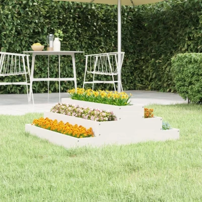 Afbeelding van Plantenbak 80x80x27 cm massief grenenhout wit