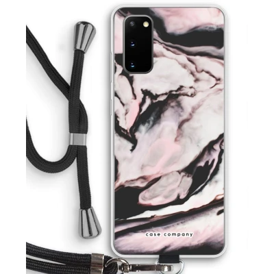 Afbeelding van Case Company® hoesje met Koord geschikt voor Samsung Galaxy S20 Roze stroom Telefoonhoesje Zwart Bescherming aan alle Kanten en Over de Schermrand