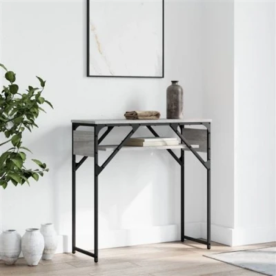 Afbeelding van Wandtafel met schap 75x30x75 cm bewerkt hout grijs sonoma