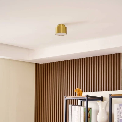 Afbeelding van Lindby LED plafondlamp 1licht Aluminium H: 8.8 cm goud Inclusief lichtbron