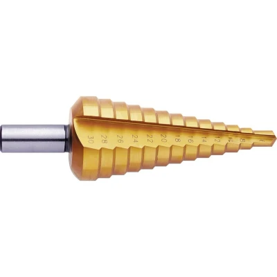 Afbeelding van Exact 5348 HSS Getrapte boor 6 30 mm TiN Gezamenlijke lengte 98 3 vlakken schacht 1 stuk(s)