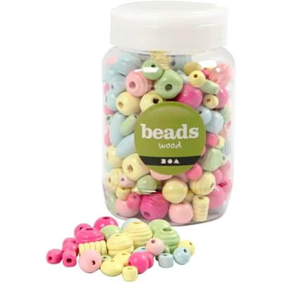 Afbeelding van Houten kralen, d: 10 15 mm, gatgrootte 3 5 400 ml, kleuren assorti