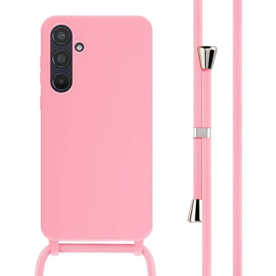 Afbeelding van iMoshion hoesje Geschikt voor Samsung Galaxy A55 met koord Siliconen Roze