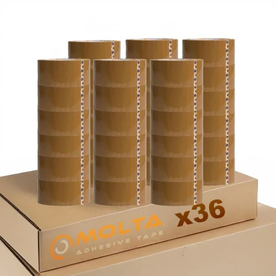 Afbeelding van MOLTA SOLVENTA TRANSPARANT Verpakkingstape 48 mm x 120 m Kartonnen tape voor pakketten en dozen 36 Rollen SYNTHETIC RUBBER