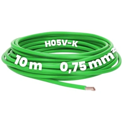 Afbeelding van Kalitec 10 meter H05V K 0,75 mm² groene bedradingskabel I kernkabel flexibel PVC enkeladerig meeraderig 0,75mm2 bedrading fijnaderig enkele kabel massief schakeldraad