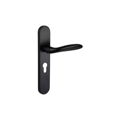 Afbeelding van Lavuzo deurkruk Benevento Zwart met afgerond schild PC55 Per set Deurklink