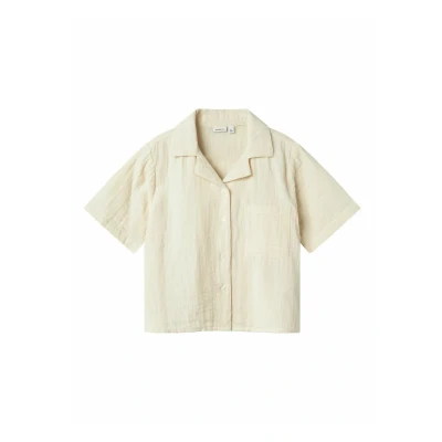 Afbeelding van Name it KURZÄRMELIGES MIT Brusttasche UND Kragen Overhemdblouse voor kinderen, Maat: 146/152, Sand