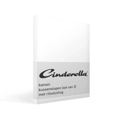 Afbeelding van Cinderella Basic Kussensloop Set van 2 Met rits Katoen 40x80 cm Wit