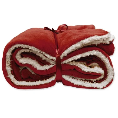 Afbeelding van Unique Living Lars coral fleece/suede plaid 150x200cm red