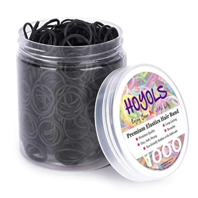 Afbeelding van HOYOLS 1000 stuks zwarte haarelastiekjes voor kleine kinderen, meisjes en dik haar, zonder schade, handwerk, kantoor,