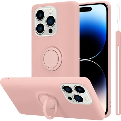 Afbeelding van Cadorabo Hoesje geschikt voor Apple iPhone 14 PRO in LIQUID ROZE Beschermhoes van flexibel TPU silicone Case Cover met ring