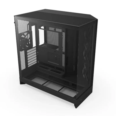 Afbeelding van NZXT H9 Flow (2025) Grote ATX Mid Tower pc behuizing met dubbele kamer voor luchtstroom Inclusief 3 x 140 mm ventilatoren en 1 120 ventilator 420 radiatorhouder zwart