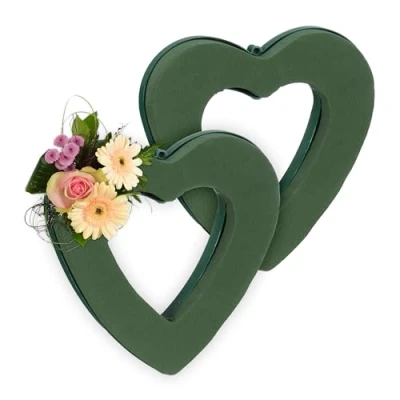 Afbeelding van steekschuim echte bloemen set van 2 24 x 23 4 cm hartvormig oase schuimstof