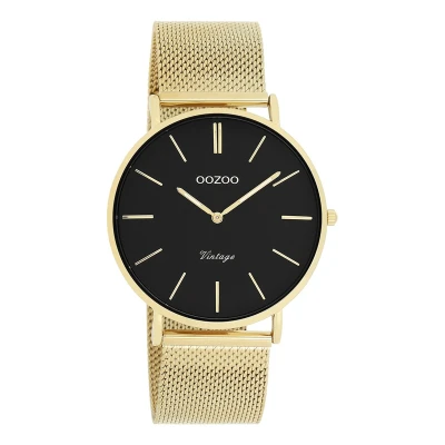 Afbeelding van OOZOO Vintage series goudkleurige horloge met metalen mesh armband C9913 Ø40