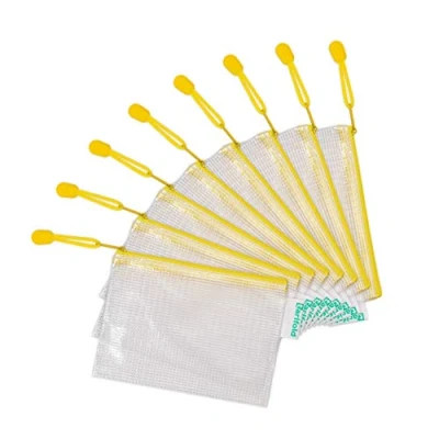 Afbeelding van 8 zakken met ritssluiting A6, geel, PVC