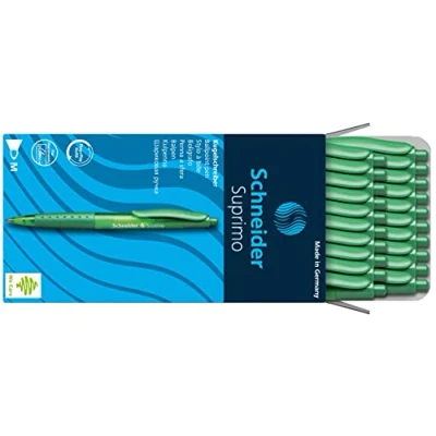 Afbeelding van balpen Schneider Suprimo groen doos met 20 stuks