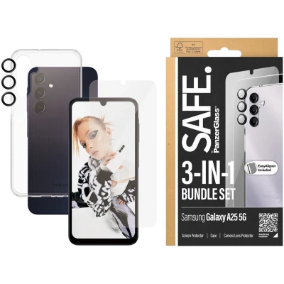 Afbeelding van PanzerGlass Hoesje met screenprotector Geschikt voor Samsung Galaxy A25 Safe 3 in 1 pack + camera protector transparant