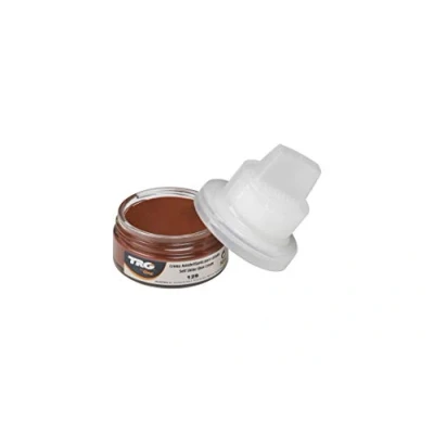 Afbeelding van TRG schoencrème met bijenwas licht bruin bijhorende spons 50 ml