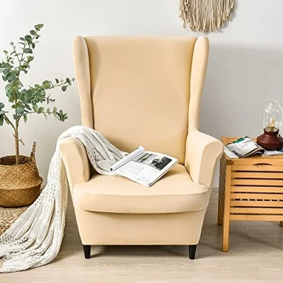 Afbeelding van Hoes voor oorfauteuil, 1 zits, rekbaar, overtrek 2 delig, zitzak, beige, B