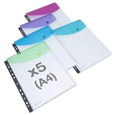 Afbeelding van Rapesco 1630 grote capaciteit voor ringmappen A4, transparante kleuren, 5 stuks