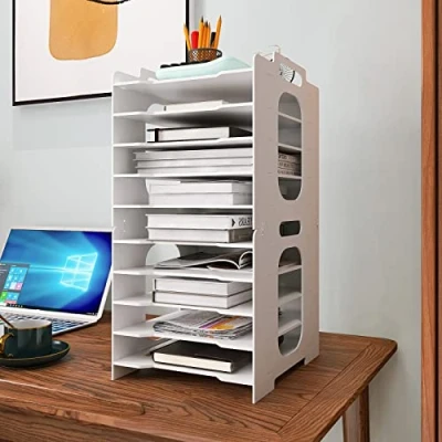 Afbeelding van Documenthouder, A4, brievenbak, 10 opbergvakken, pvc, bureau, bestand organizer, papierhouder, archiefopslag, opbergsysteem, documentenhouder voor kantoor, werkkamer, school, kantoor