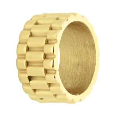 Afbeelding van Lucardi Heren Stalen goldplated Ring Staal Goudkleurig 21 / 66 mm