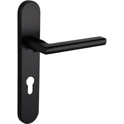 Afbeelding van Lavuzo deurkruk Teramo Zwart met afgerond schild PC72 Per set Deurklink