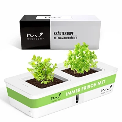 Afbeelding van Kruidenpot met bewateringssysteem wit Kruidenbak Kweekbak Plantenbak
