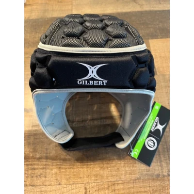 Afbeelding van Gilbert XP 250 headguard voor rugby, voetbalkeepers, hockey, zwart/zilver, maat Medium.