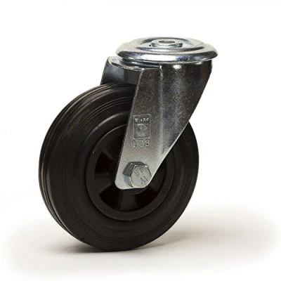 Afbeelding van Zwenkoogwiel diameter 100 mm zwart rubberen wiel 70 kg