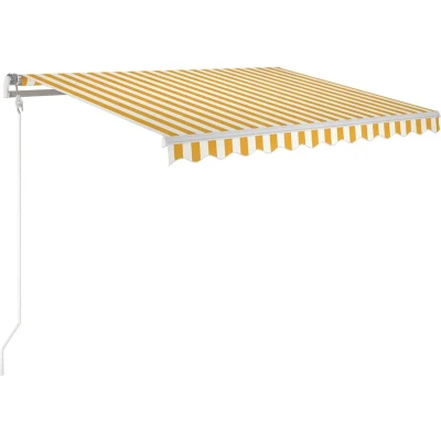 Afbeelding van vidaXL Luifel handmatig uittrekbaar 350x250 cm geel en wit