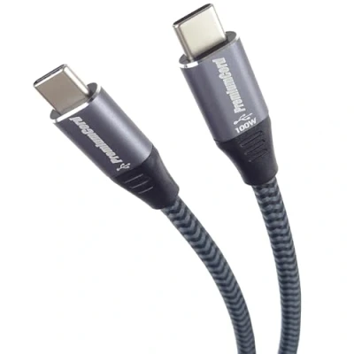 Afbeelding van PremiumCord USB C aansluitkabel, oplaadkabel tot 5 A/100 W, datakabel 480 Mbit/s, type stekker, kleur grijs, lengte 2 m